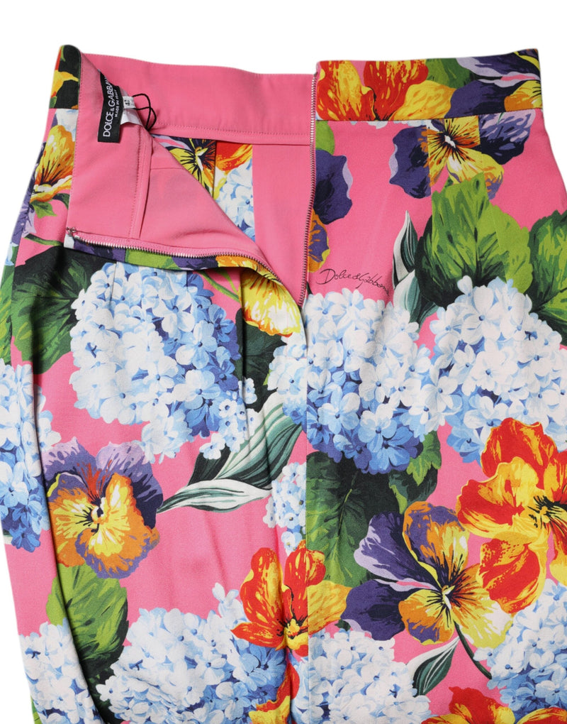 Multicolor Floral High Waist Midi Skirt Dolce & Gabbana