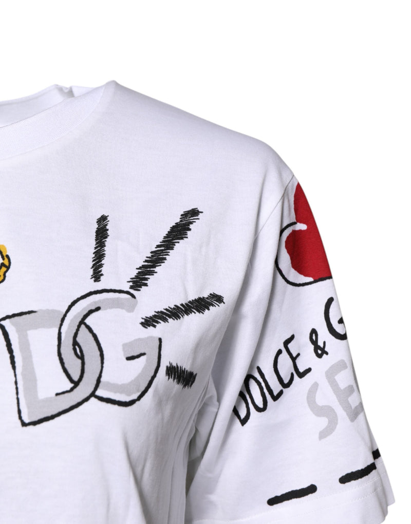 White Short-Sleeved Printed Jersey T-shirt Dolce & Gabbana