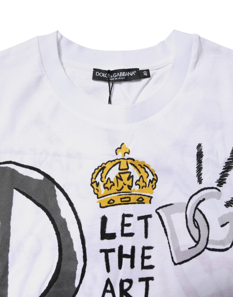 White Short-Sleeved Printed Jersey T-shirt Dolce & Gabbana