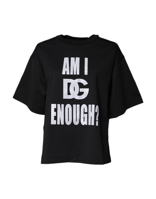 Black Printed Cotton Crew Neck Tee T-shirt Dolce & Gabbana