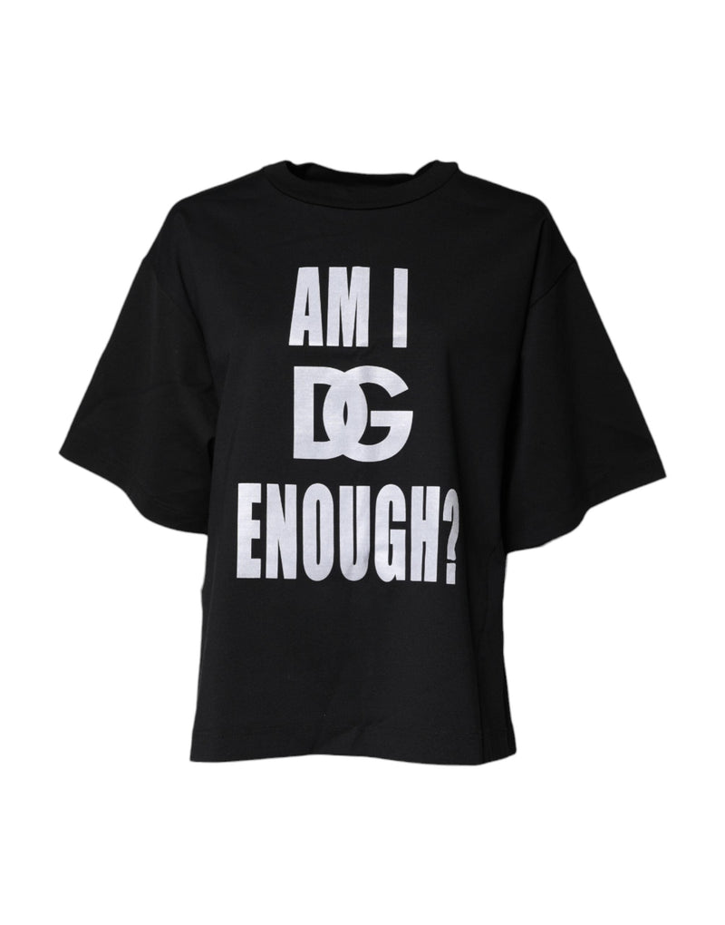 Black Printed Cotton Crew Neck Tee T-shirt Dolce & Gabbana