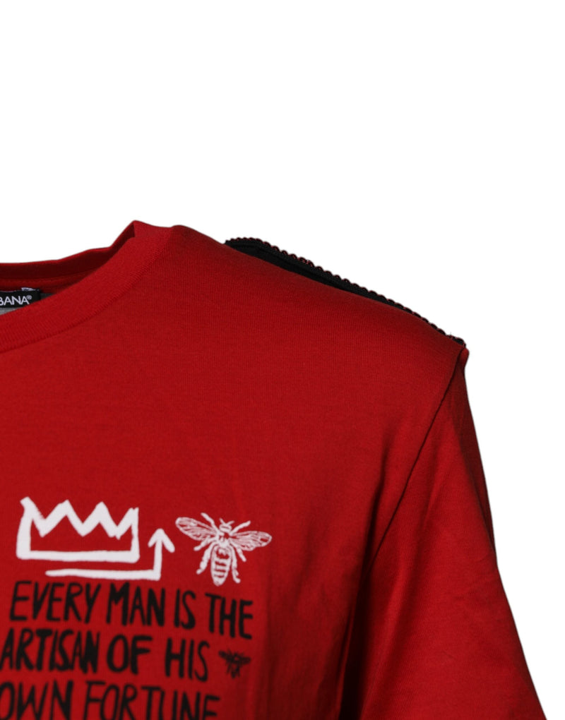 Red Cotton Graphic Print Crew Neck T-shirt Dolce & Gabbana