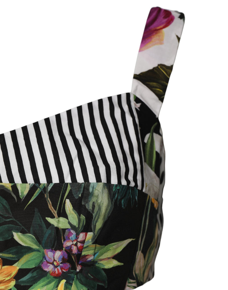 Multicolor Sweetheart Neck Patchwork Crop Top Dolce & Gabbana