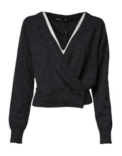 Grey Cashmere Deep V-neck Pullover Sweater Dolce & Gabbana