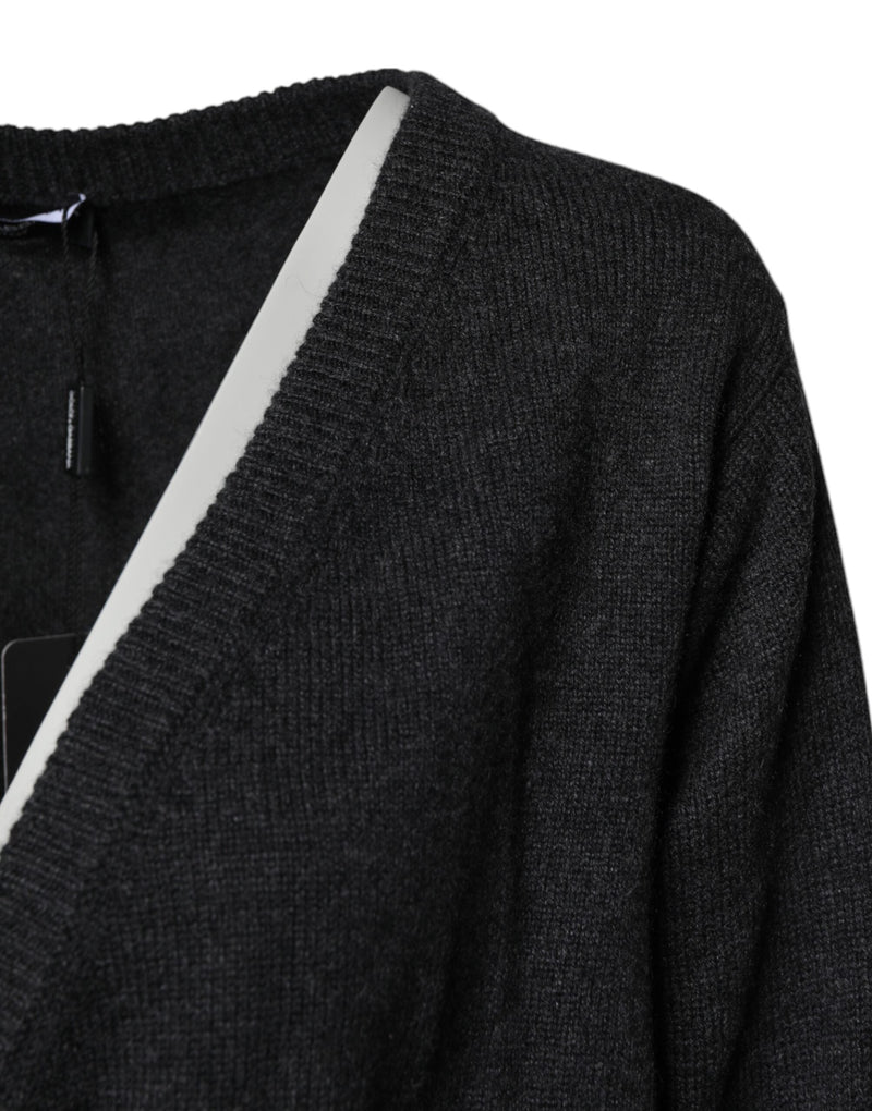 Grey Cashmere Deep V-neck Pullover Sweater Dolce & Gabbana