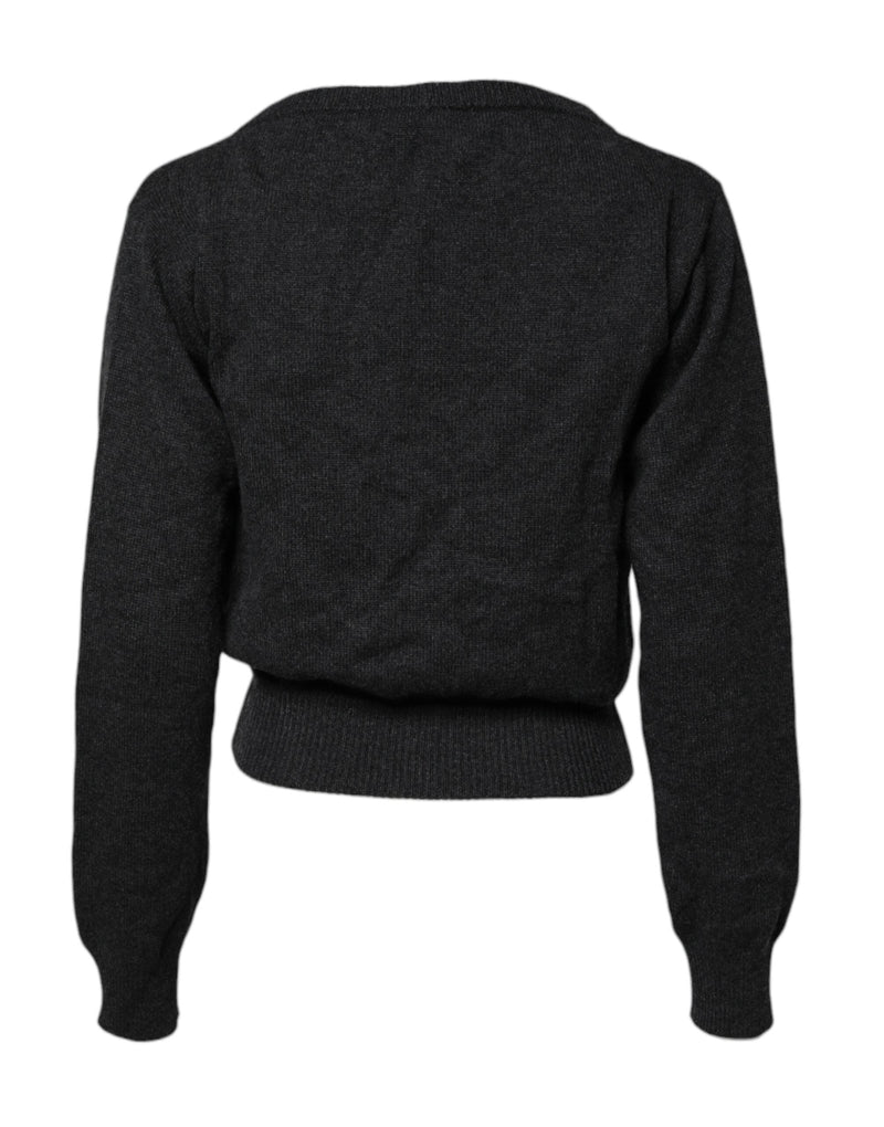 Grey Cashmere Deep V-neck Pullover Sweater Dolce & Gabbana