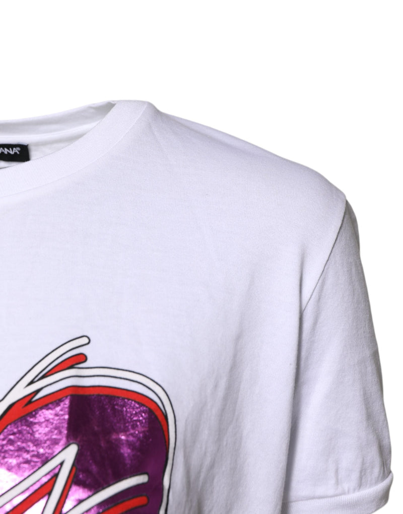 White Printed Cotton Round Neck Top T-shirt Dolce & Gabbana