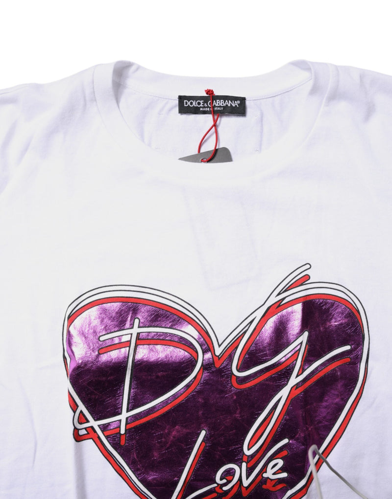 White Printed Cotton Round Neck Top T-shirt Dolce & Gabbana