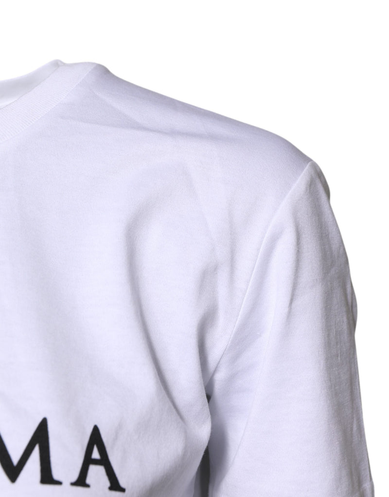 White Cotton Printed Round Neck Top T-shirt Dolce & Gabbana