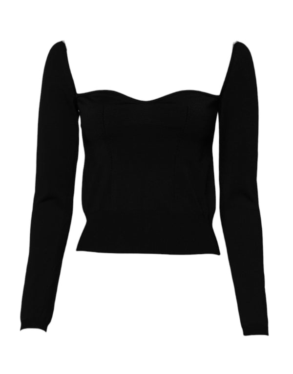 Black Square Neckline Long Sleeves Sweater Dolce & Gabbana