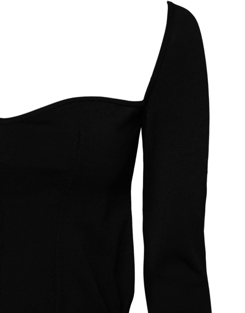 Black Square Neckline Long Sleeves Sweater Dolce & Gabbana