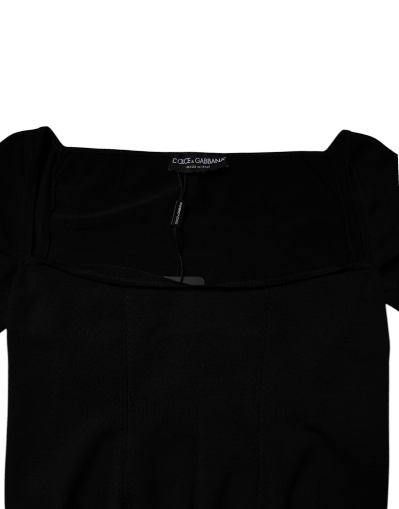 Black Square Neckline Long Sleeves Sweater Dolce & Gabbana