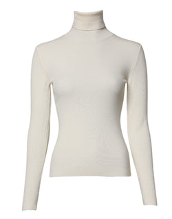 Cream Long Sleeves Turtleneck Slim Sweater Dolce & Gabbana