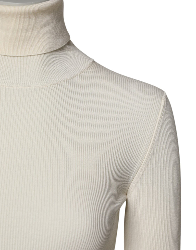 Cream Long Sleeves Turtleneck Slim Sweater Dolce & Gabbana