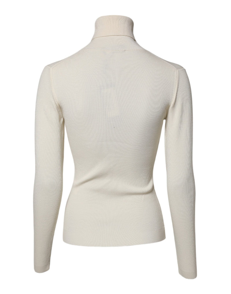 Cream Long Sleeves Turtleneck Slim Sweater Dolce & Gabbana