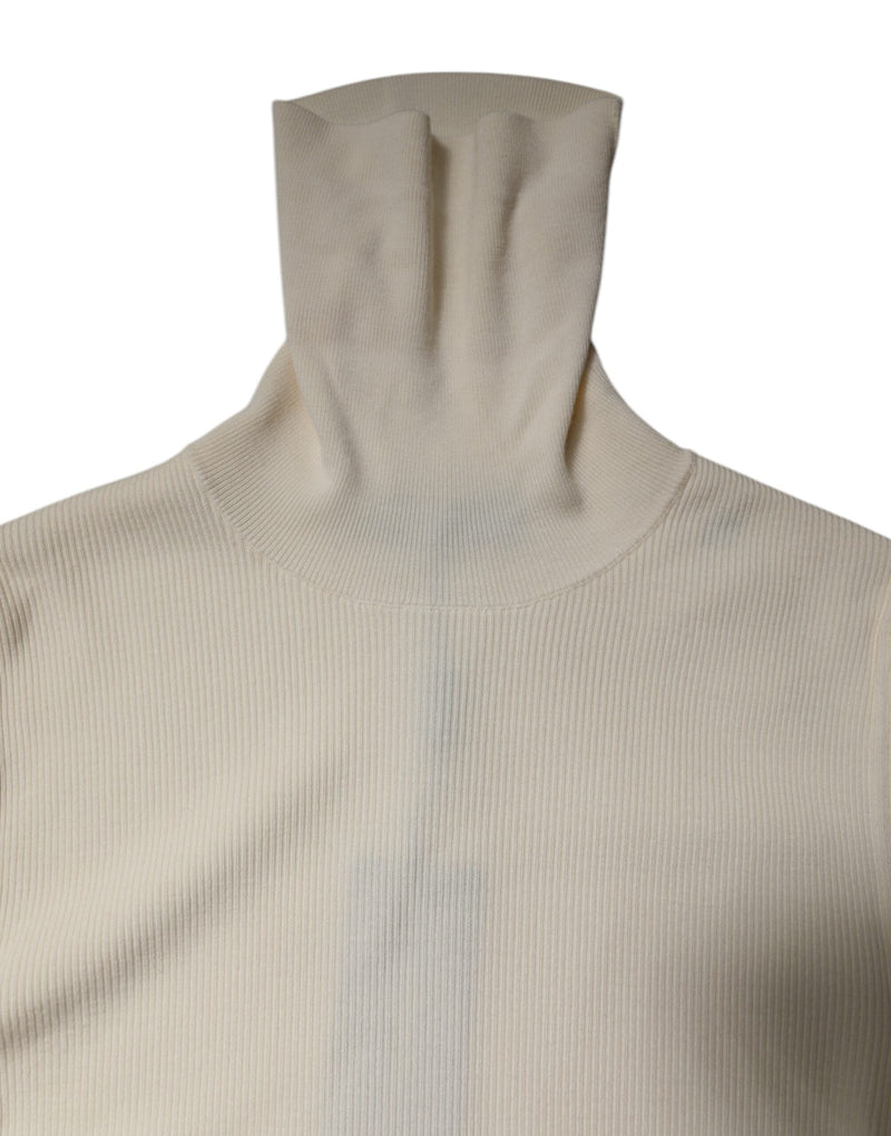 Cream Long Sleeves Turtleneck Slim Sweater Dolce & Gabbana