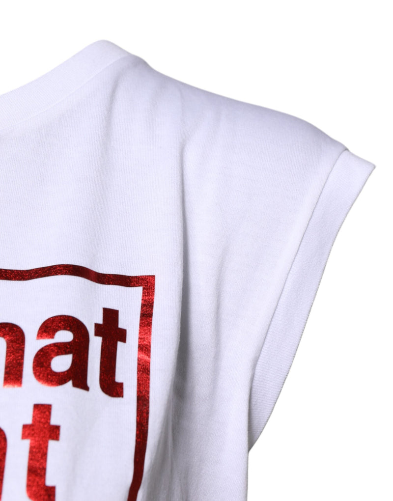 White Floral Graphic Print Sleeveless Tank Top Dolce & Gabbana