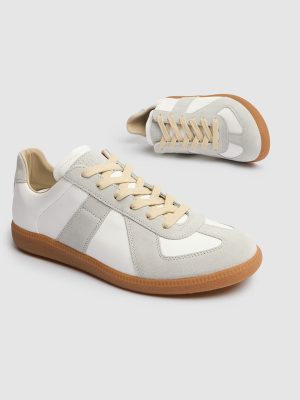 Low Replica Leather And Suede Sneakers Maison Margiela
