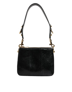 Black Exotic Leather Shoulder Sling Clutch Bag Dolce & Gabbana