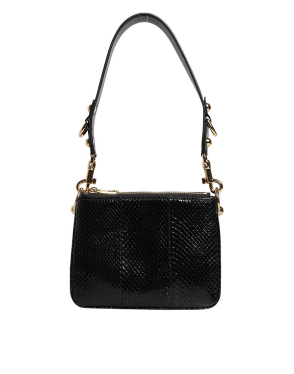 Black Exotic Leather Shoulder Sling Clutch Bag Dolce & Gabbana