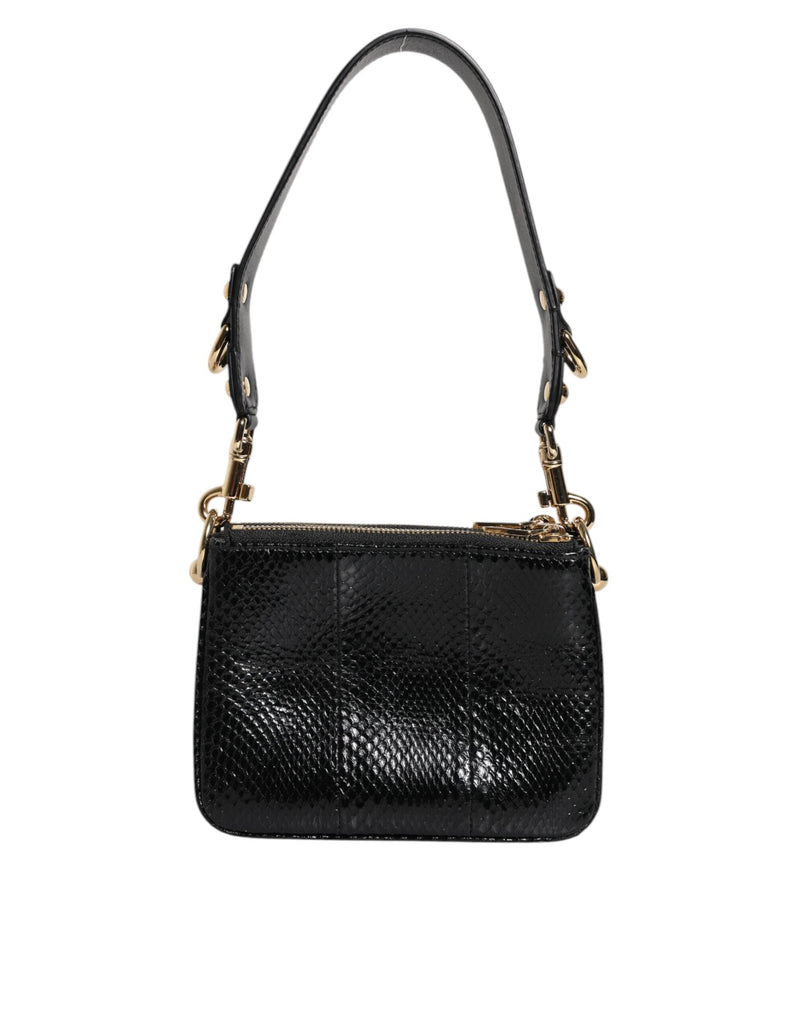 Black Exotic Leather Shoulder Sling Clutch Bag Dolce & Gabbana