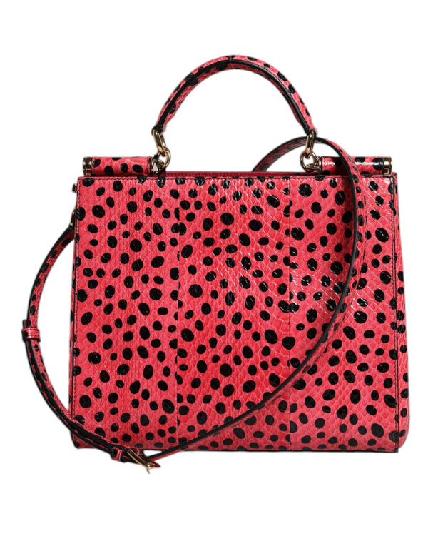 Pink Exotic Leather Top Handle Tote Crossbody Bag Dolce & Gabbana