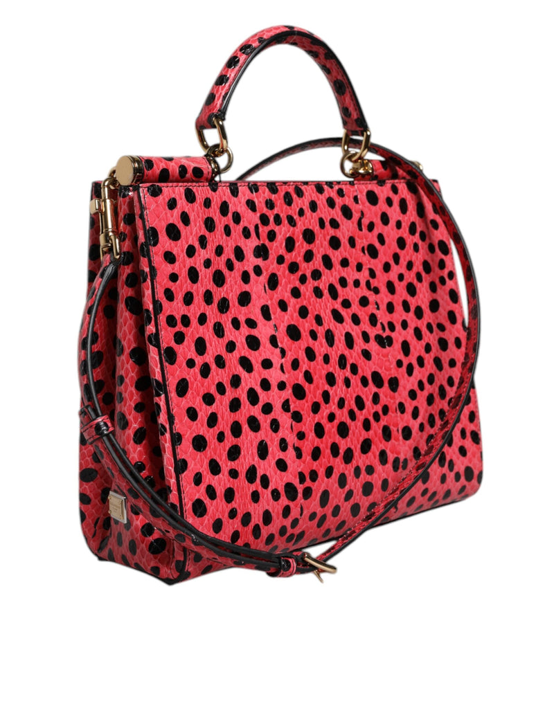 Pink Exotic Leather Top Handle Tote Crossbody Bag Dolce & Gabbana