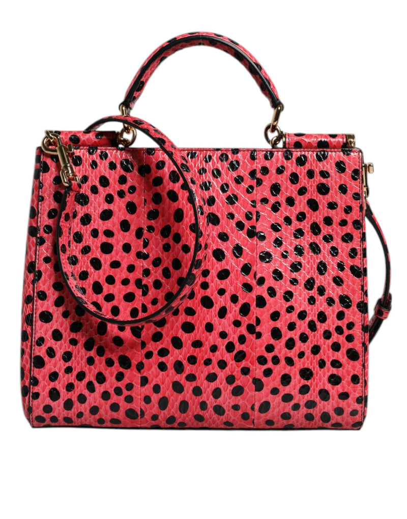 Pink Exotic Leather Top Handle Tote Crossbody Bag Dolce & Gabbana