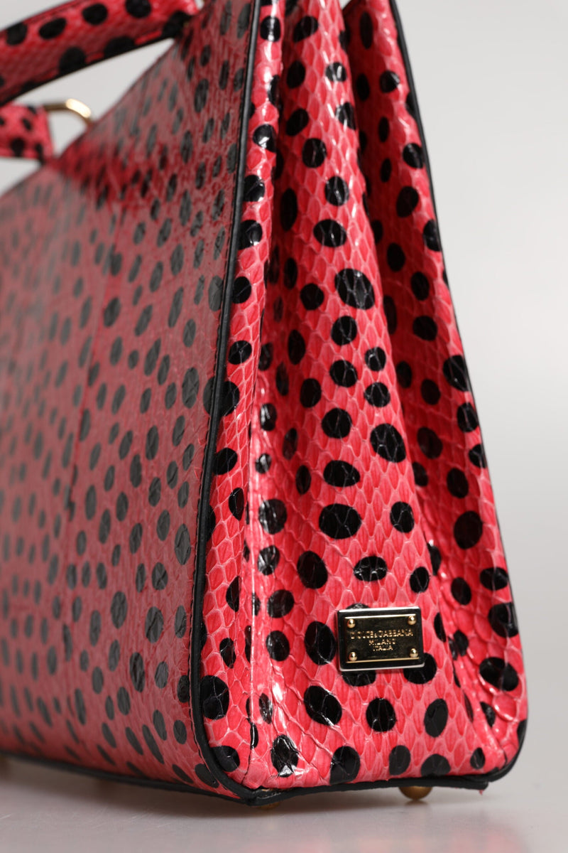 Pink Exotic Leather Top Handle Tote Crossbody Bag Dolce & Gabbana