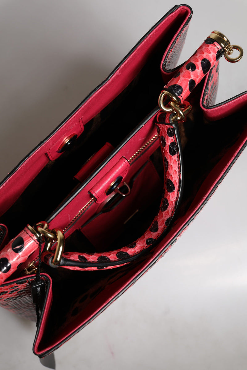 Pink Exotic Leather Top Handle Tote Crossbody Bag Dolce & Gabbana