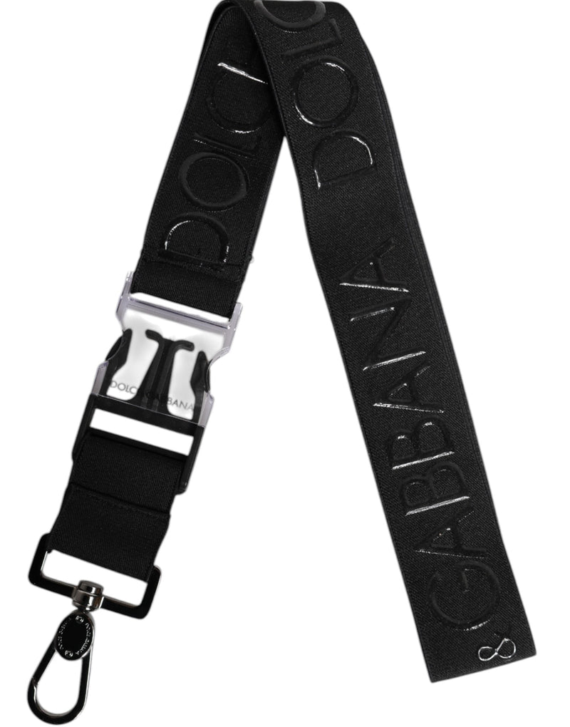 Black Stretch Polyester Rubberised DG Logo Keychain Dolce & Gabbana