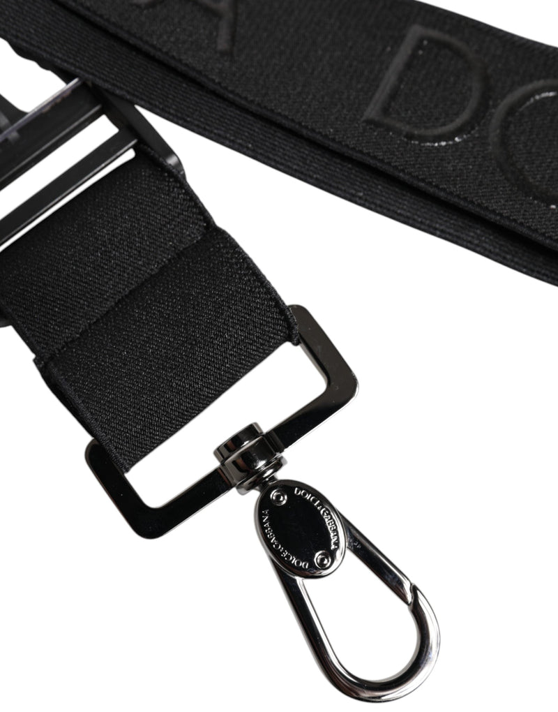 Black Stretch Polyester Rubberised DG Logo Keychain Dolce & Gabbana