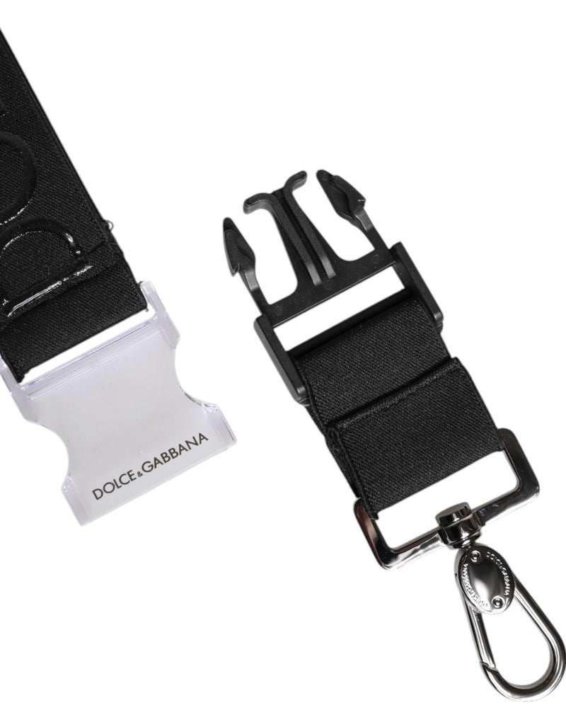 Black Stretch Polyester Rubberised DG Logo Keychain Dolce & Gabbana