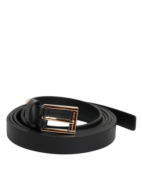 Black Calf Leather Gold Metal Buckle Belt Dolce & Gabbana