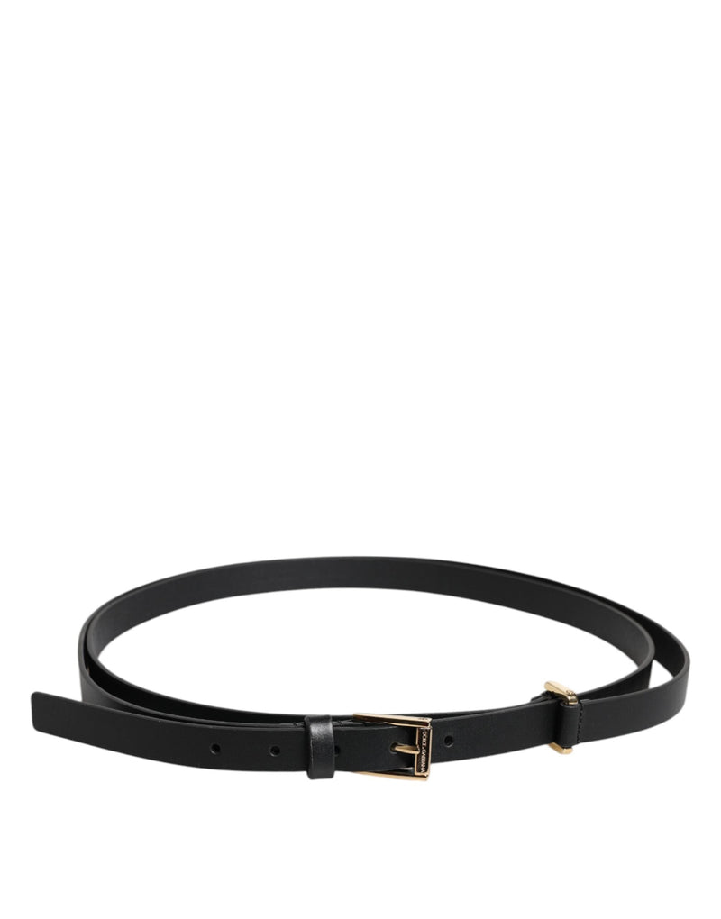 Black Calf Leather Gold Metal Buckle Belt Dolce & Gabbana