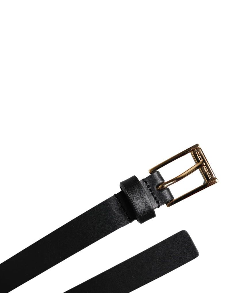 Black Calf Leather Gold Metal Buckle Belt Dolce & Gabbana