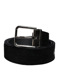 Black Cotton Silver Tone Metal Buckle Belt Dolce & Gabbana