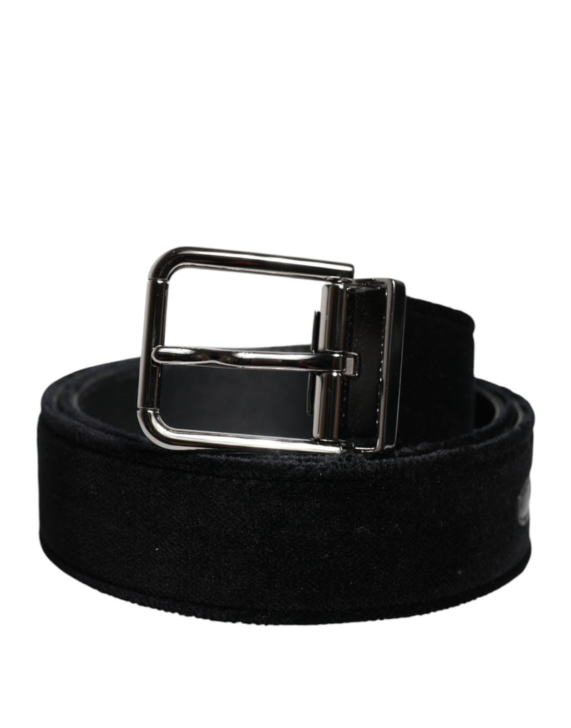 Black Cotton Silver Tone Metal Buckle Belt Dolce & Gabbana