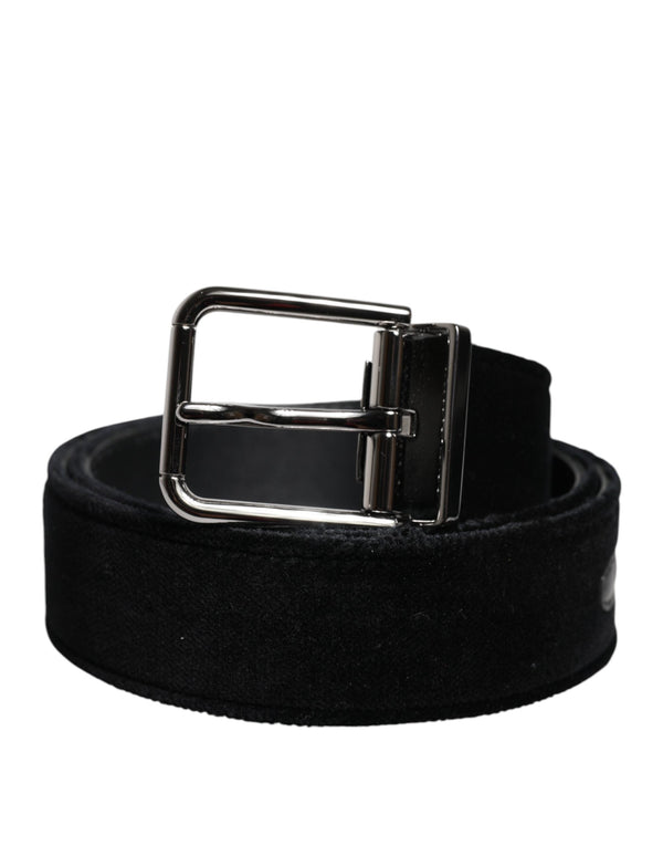 Black Cotton Silver Tone Metal Buckle Belt Dolce & Gabbana