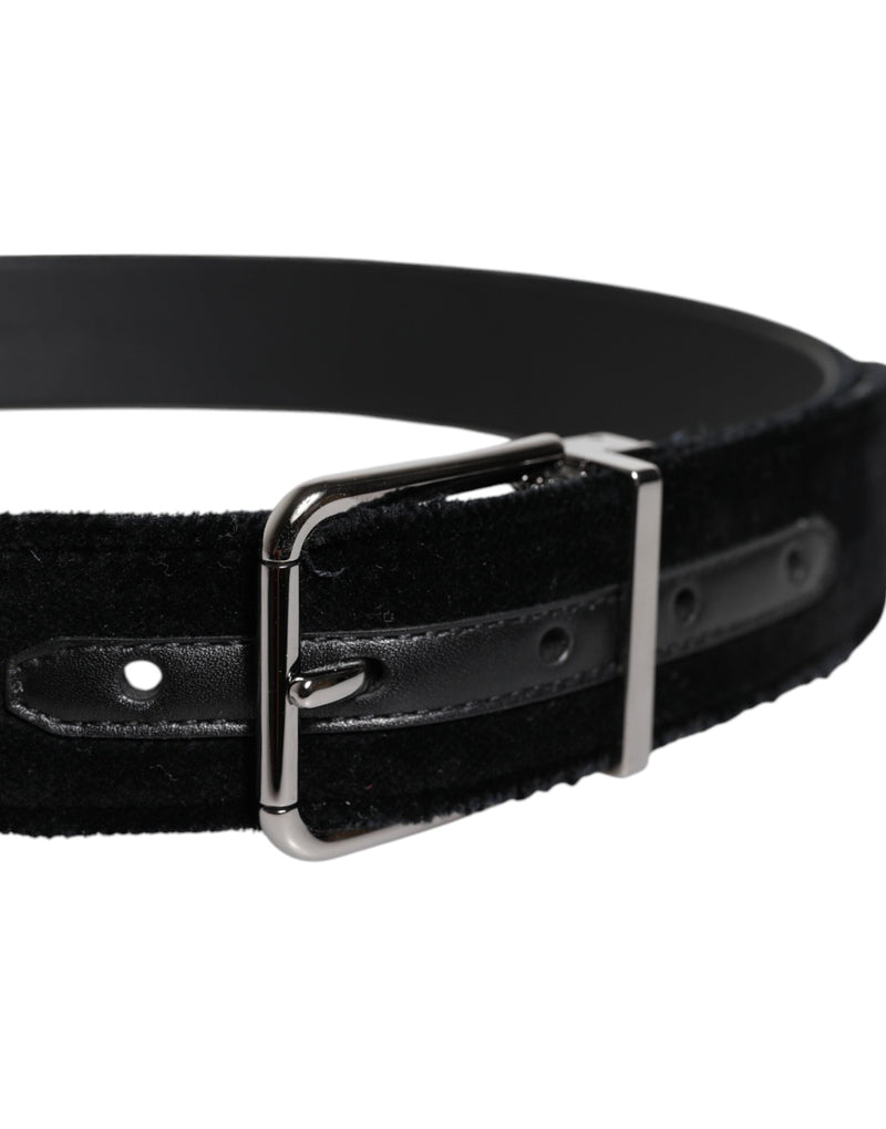 Black Cotton Silver Tone Metal Buckle Belt Dolce & Gabbana
