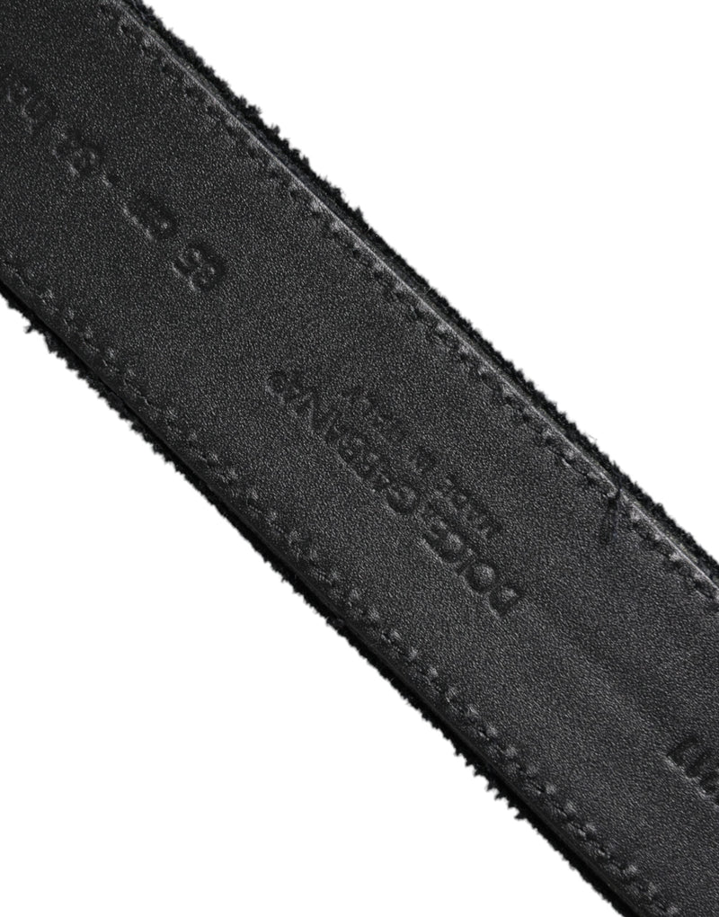 Black Cotton Silver Tone Metal Buckle Belt Dolce & Gabbana