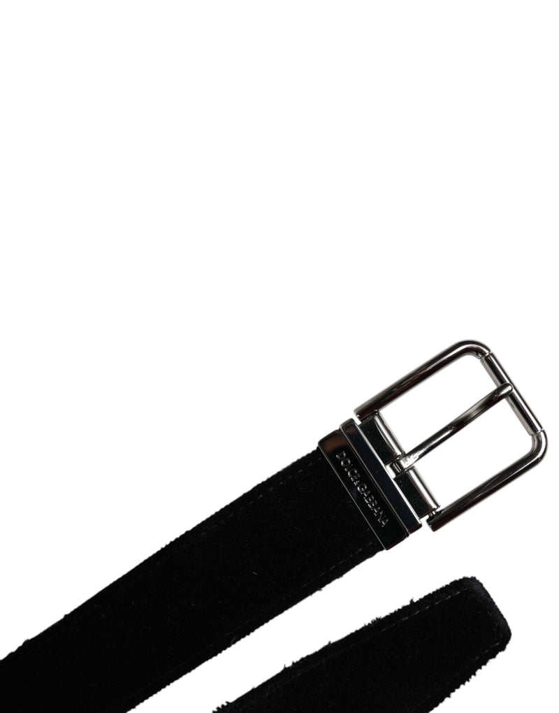 Black Cotton Silver Tone Metal Buckle Belt Dolce & Gabbana