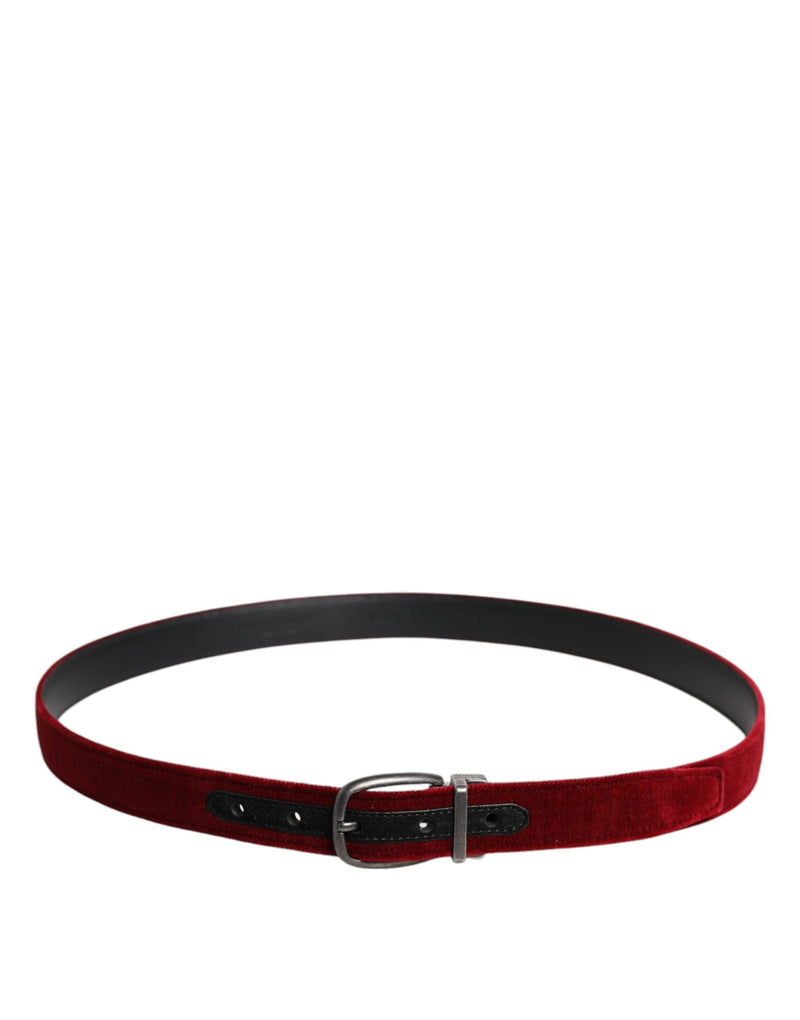 Red Velvet Black Metal Buckle Logo Belt Dolce & Gabbana