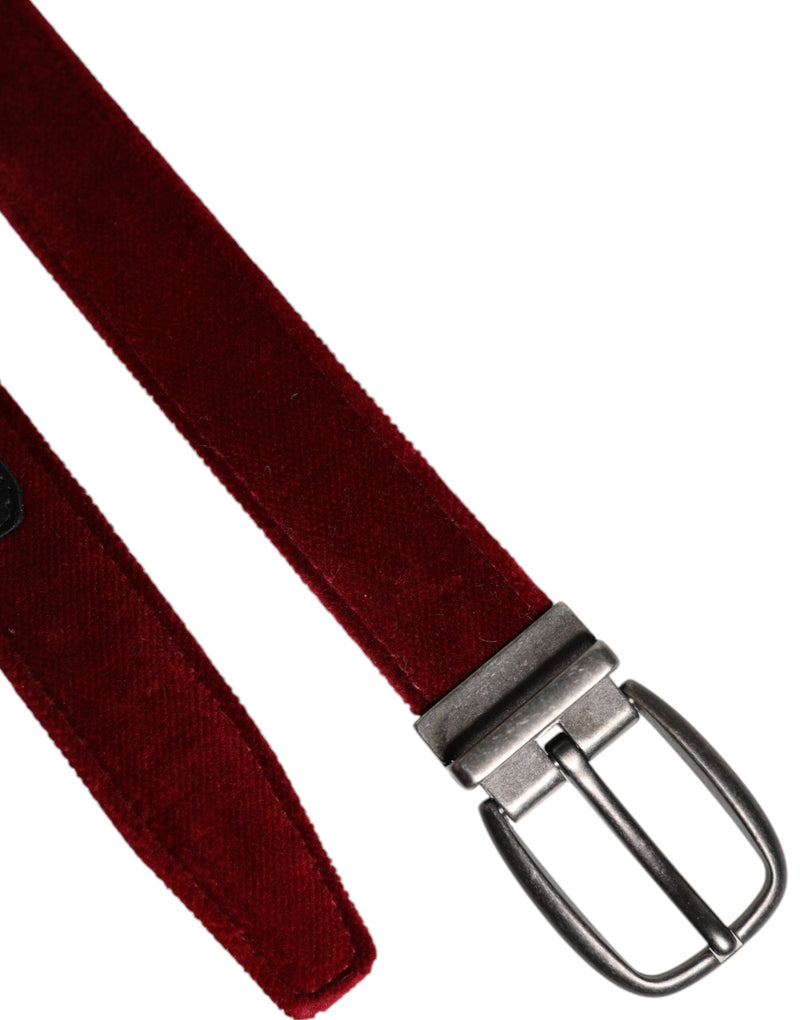 Red Velvet Black Metal Buckle Logo Belt Dolce & Gabbana