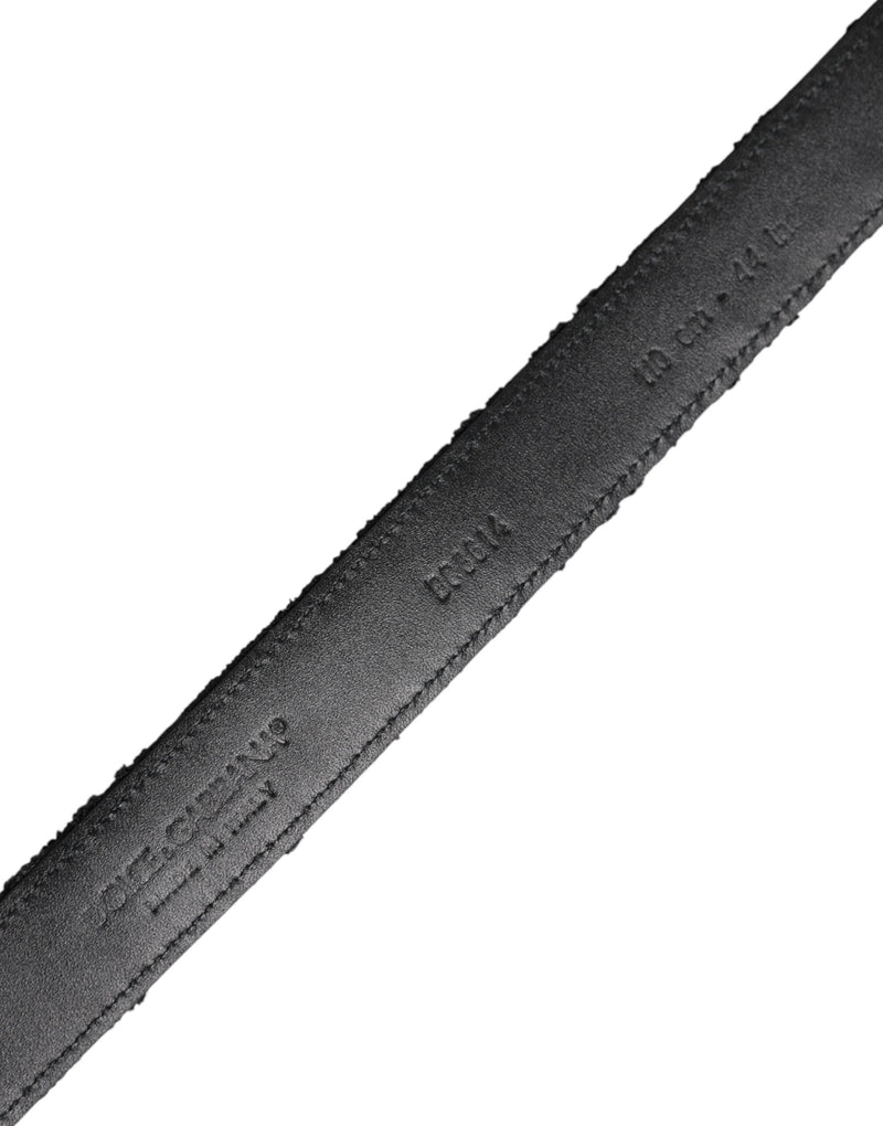 Black Cotton Blend Silver Metal Buckle Belt Dolce & Gabbana