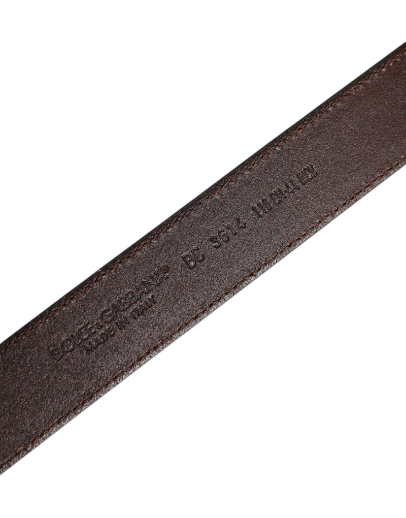 Brown Leather Silver Metal Buckle Belt Dolce & Gabbana