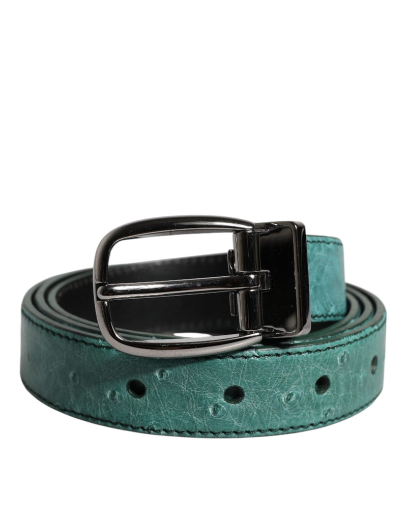 Green Leather Silver Tone Metal Buckle Belt Dolce & Gabbana