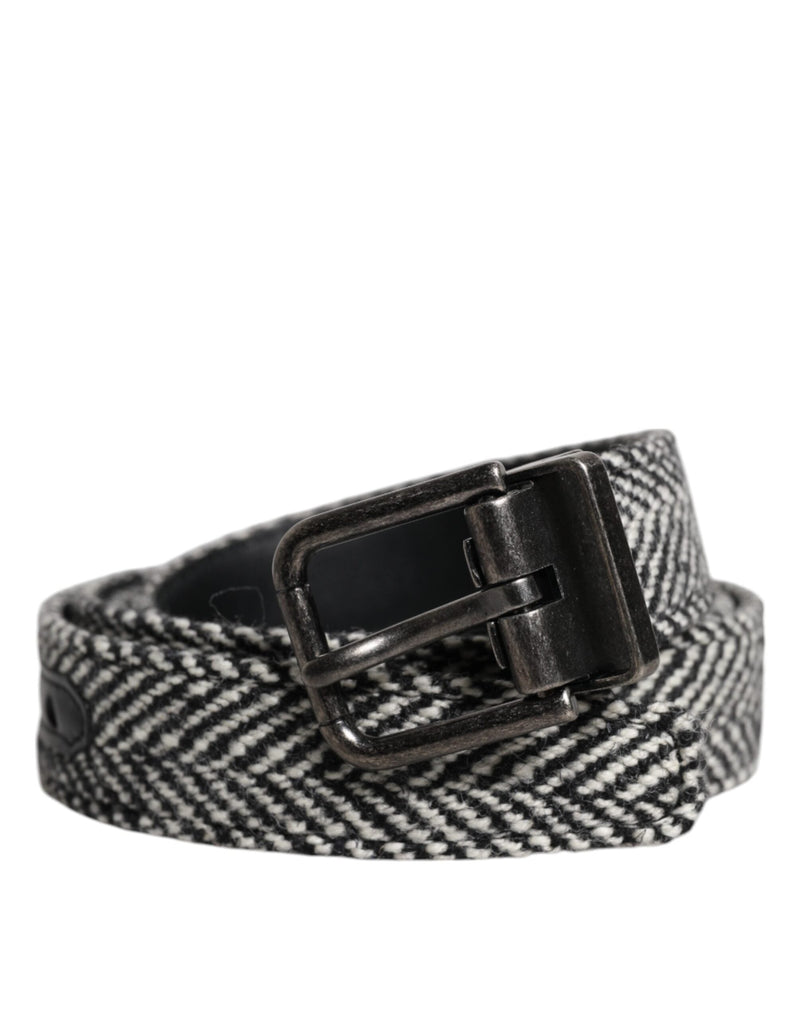 Black White Silver Tone Metal Buckle Belt Dolce & Gabbana