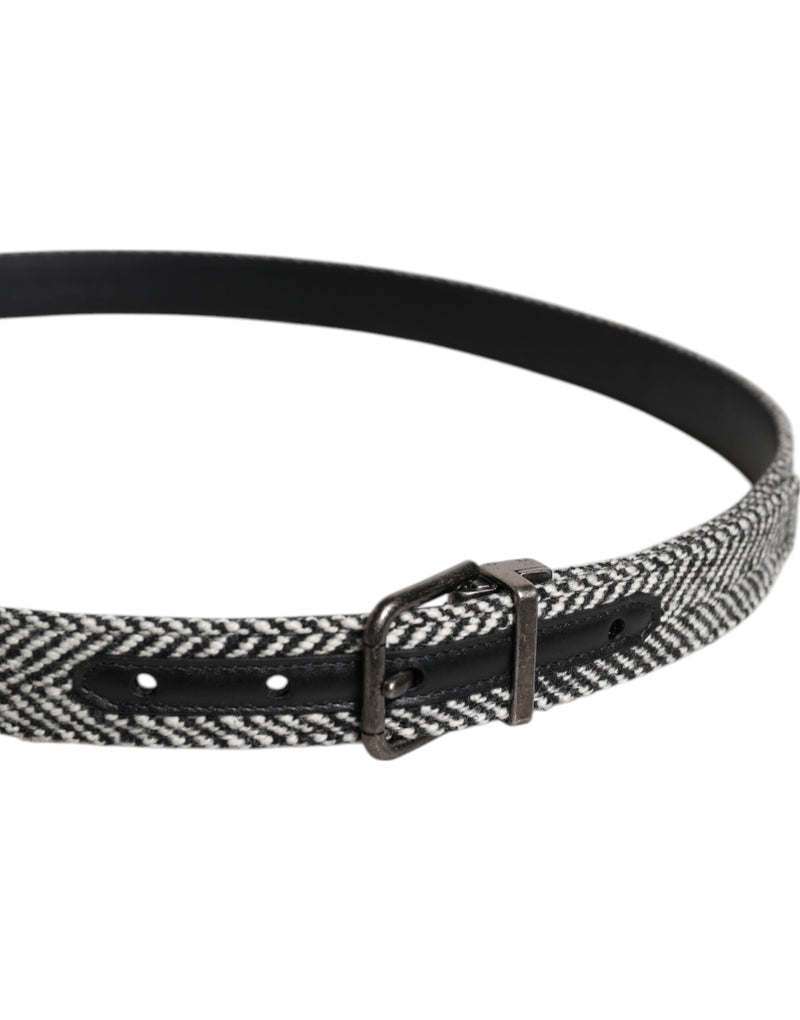 Black White Silver Tone Metal Buckle Belt Dolce & Gabbana