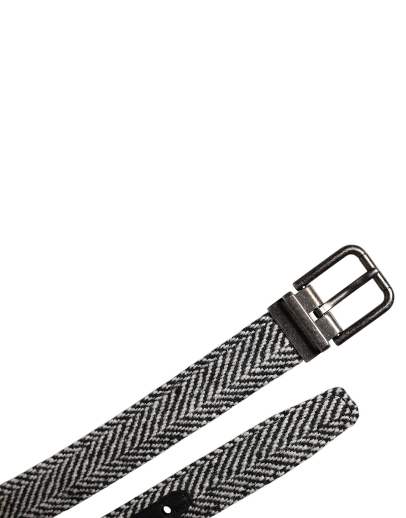 Black White Silver Tone Metal Buckle Belt Dolce & Gabbana